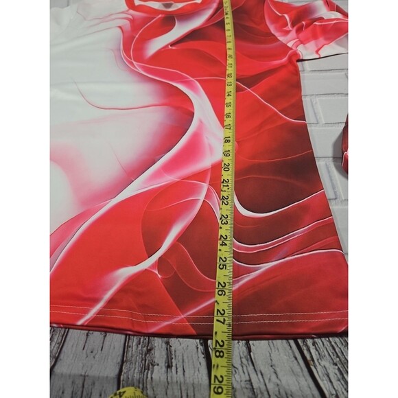 Men's Size Medium 2pc White red Swirl Graphic long Sleeve with pants outfit New - Picture 10 of 11